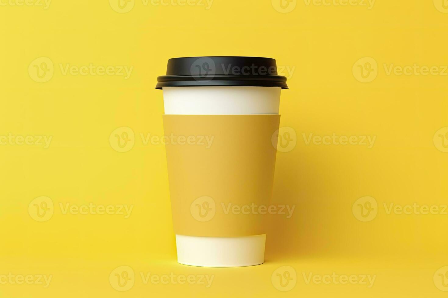 blanco café taza aislado en amarillo antecedentes. ai generado foto