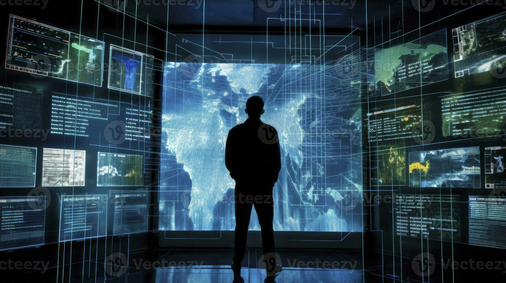 Guardian of the Digital World. Confronting Cyber Threats. AI Generated photo