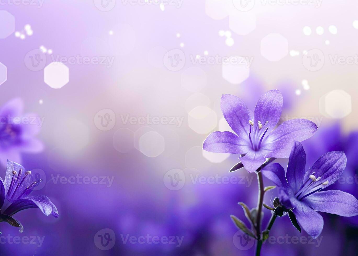 Abstract spring background with purple flowers. AI Generated photo