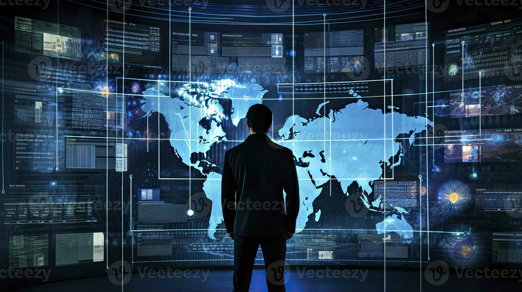 Guardian of the Digital World. Confronting Cyber Threats. AI Generated photo
