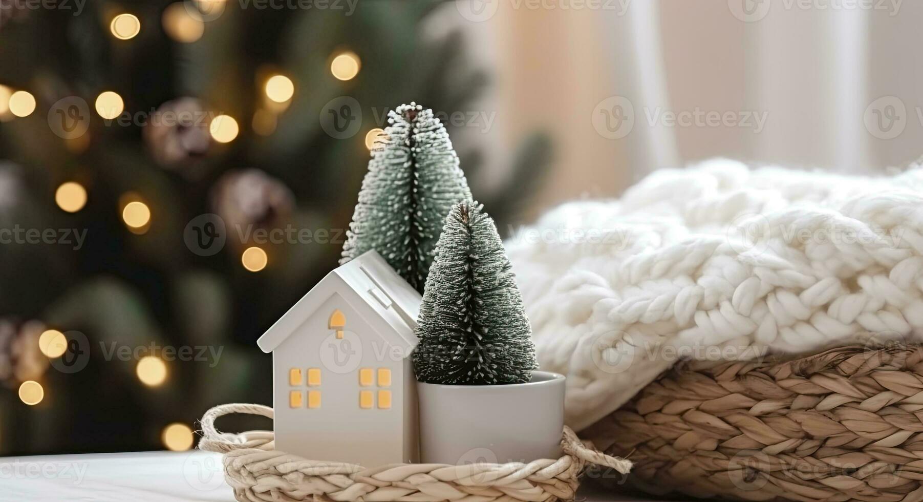 A cozy concept of festive home decoration for Christmas. AI Generated photo