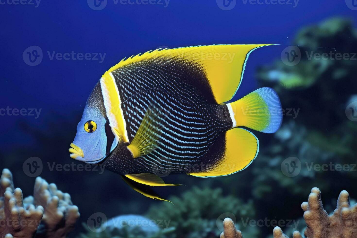 Beautiful angelfish in the ocean. AI Generated photo