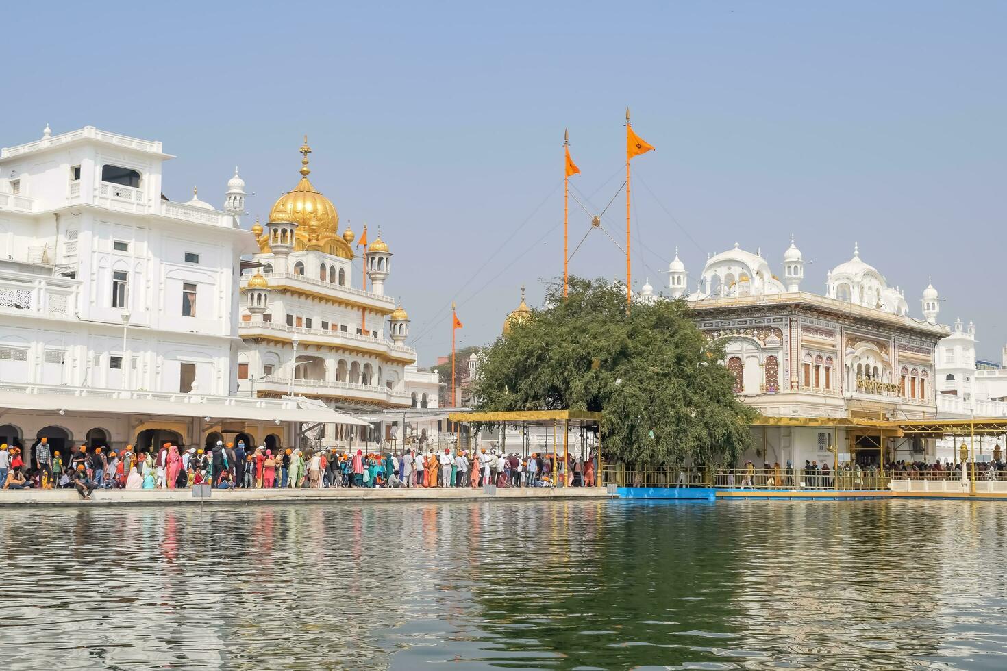 Amritsar, India, July 09 2023 - View of details of architecture inside Golden Temple Harmandir Sahib in Amritsar, Punjab, India, Famous indian sikh landmark, Golden Temple, the main temple photo