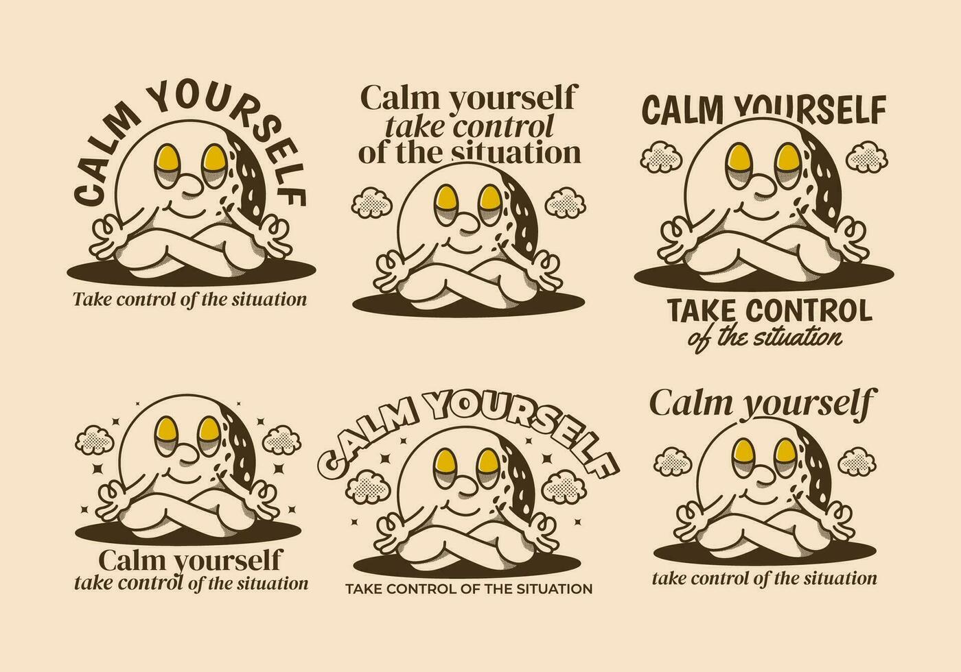 Calm yourself, take control of the situation. Mascot character of golf ball in meditation pose vector