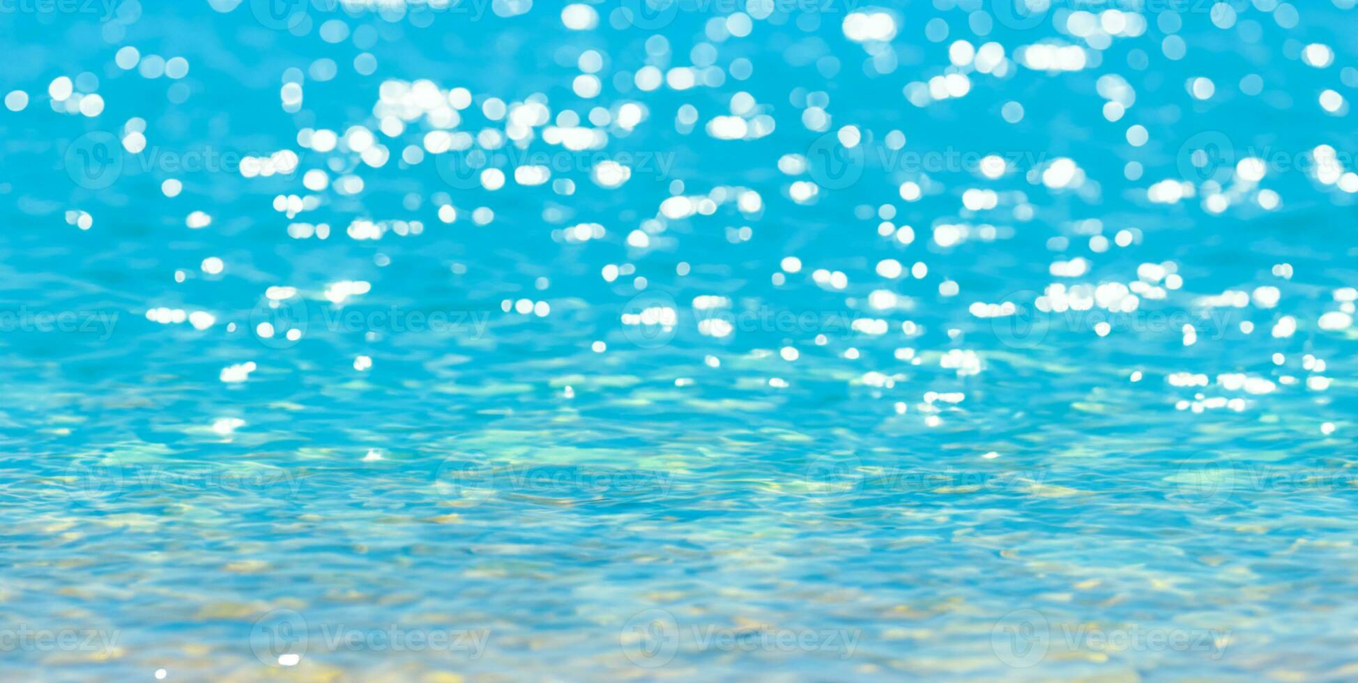 Beautiful blurred natural blue background with highlights on the water. The concept of summer holidays at sea. AI Generative photo
