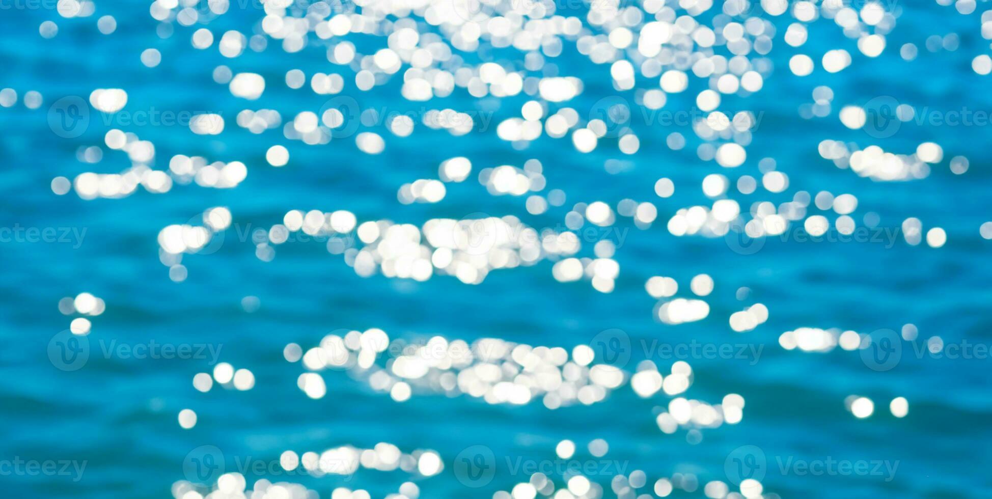 Beautiful blurred natural blue background with highlights on the water. The concept of summer holidays at sea. AI Generative photo