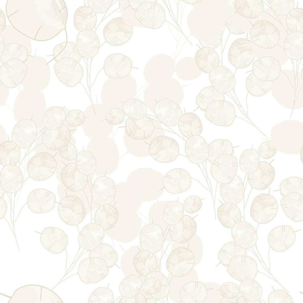 Vector illustration of the Lunaria. The endless pattern of  silver leaves. For wrapping paper. Perfect for wallpaper, surface textures, text