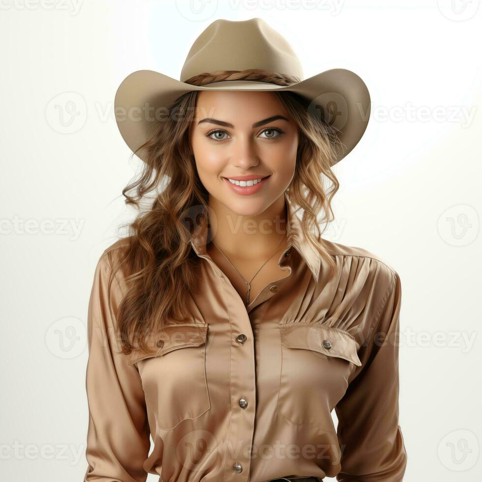 Close up photo of a female cowboy Generative AI