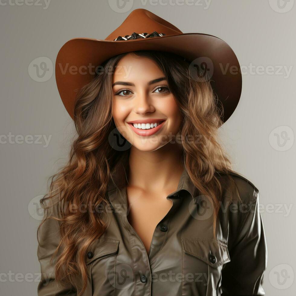 Close up photo of a female cowboy Generative AI