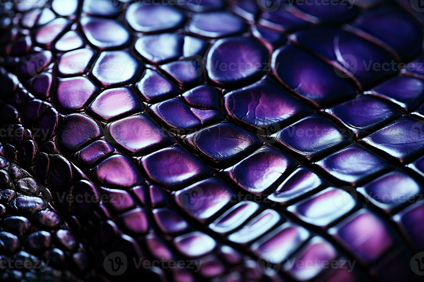 Pattern texture of crocodile skin with purple mother of pearl. Generated by artificial intelligence photo