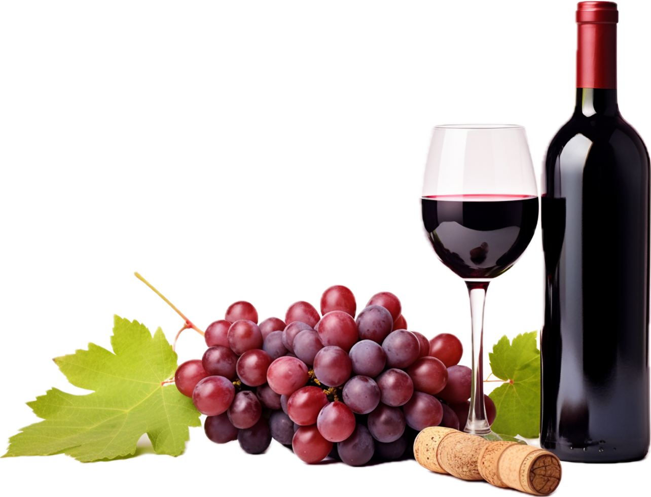 Red wine bottle with wine grapes png with AI generated. 33888757 PNG