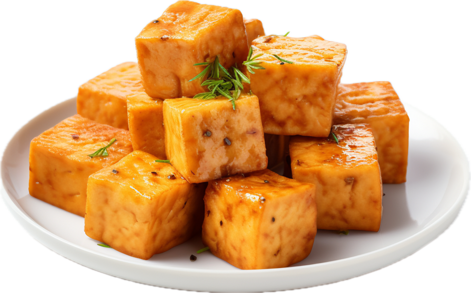 Marinated tofu cubed png with AI generated.