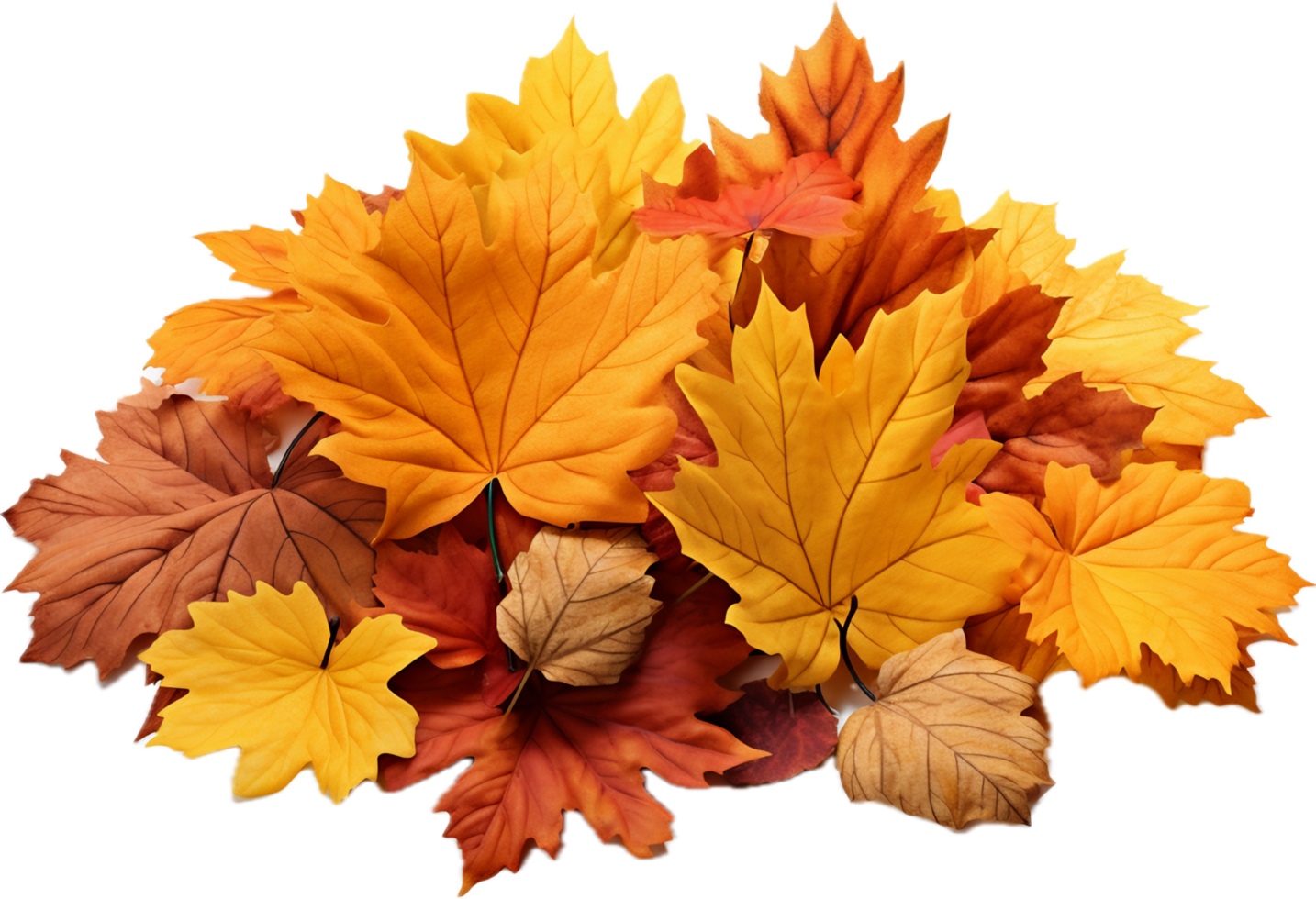 Pile of autumn leaves png with AI generated.