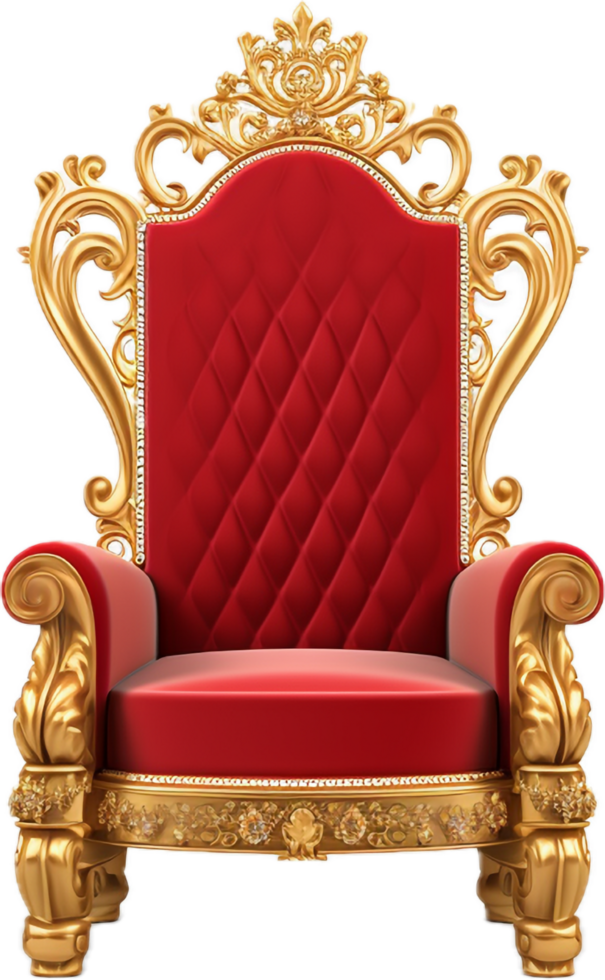 Red and gold throne chair png with AI generated.