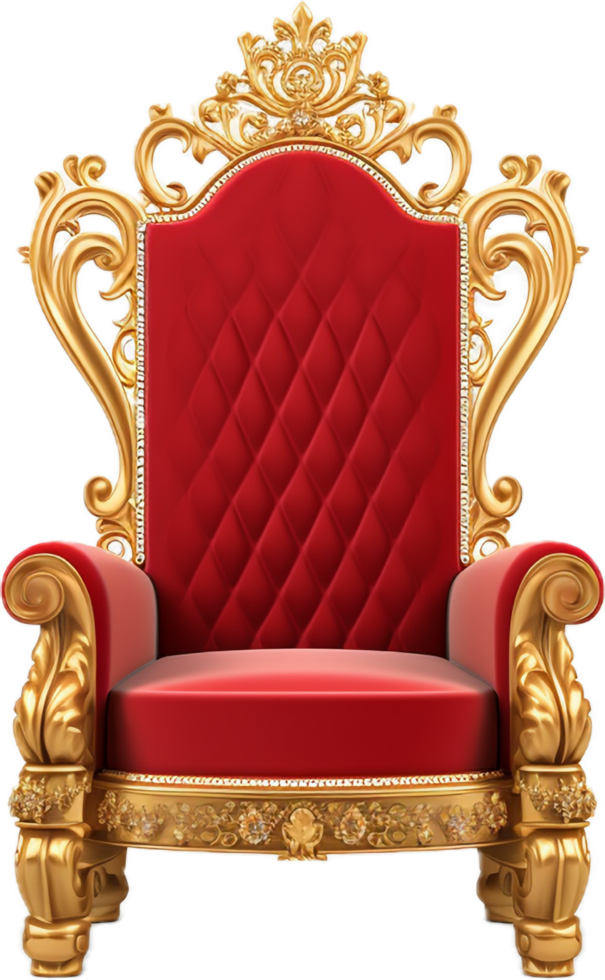 Red and gold throne chair png with AI generated.