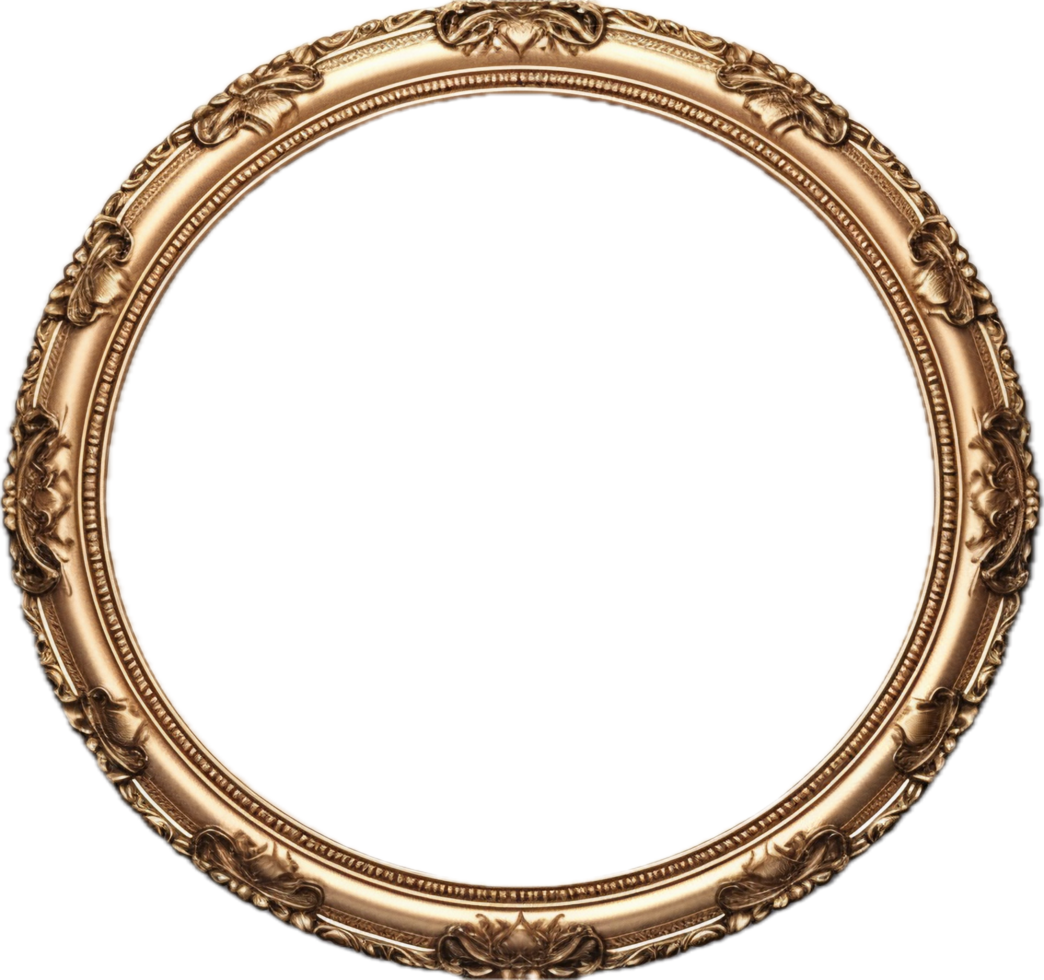 Round vintage picture frame png with AI generated.