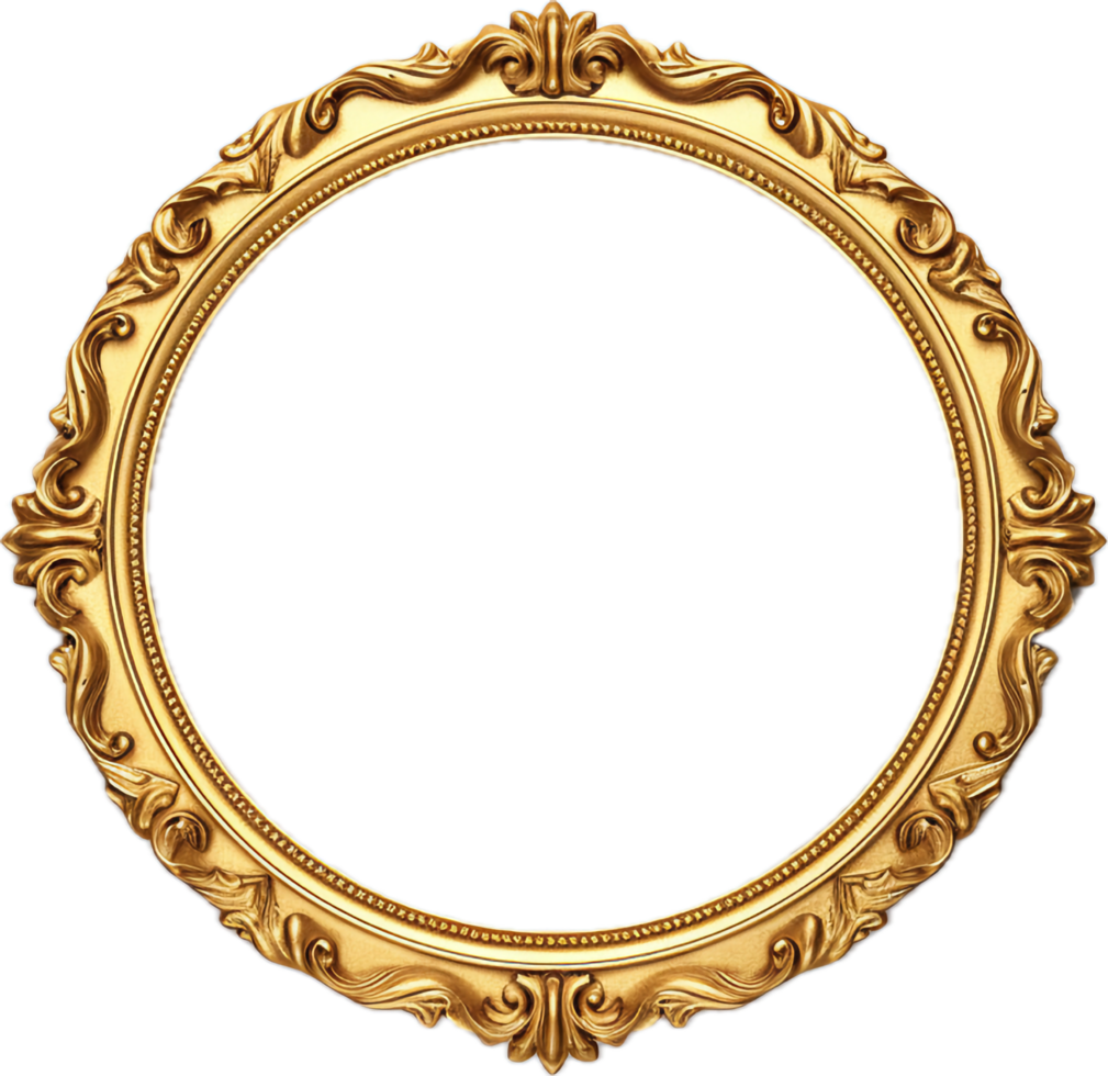 Round vintage picture frame png with AI generated.