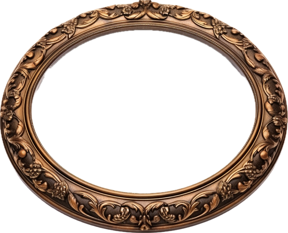 Round vintage picture frame png with AI generated.