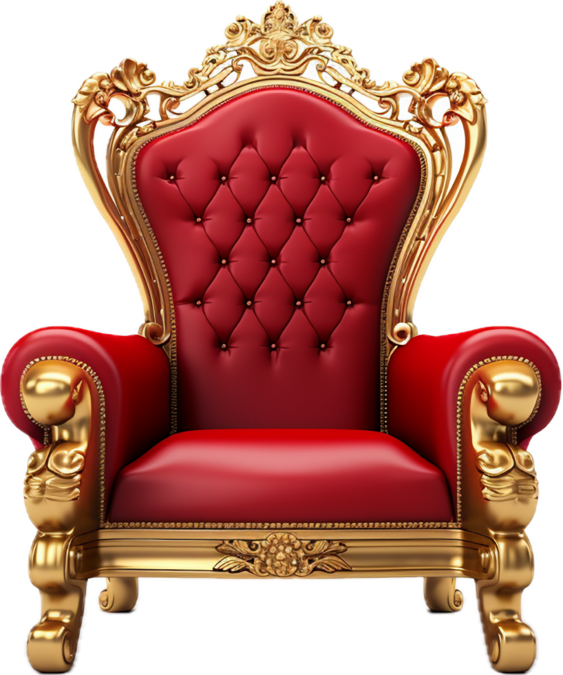 Red and gold throne chair png with AI generated.