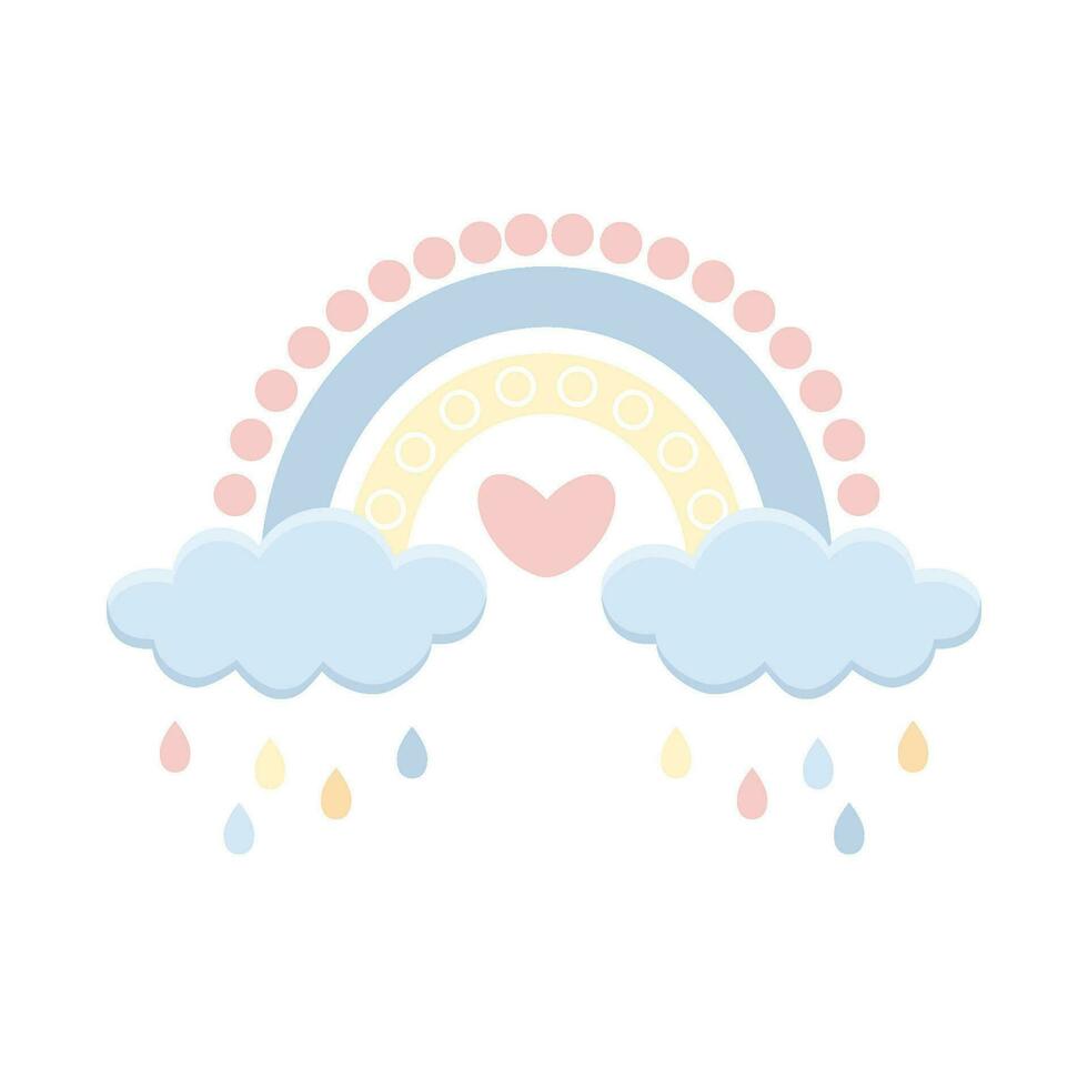 Rainbows childish scandinavian style style isolated on white background. vector