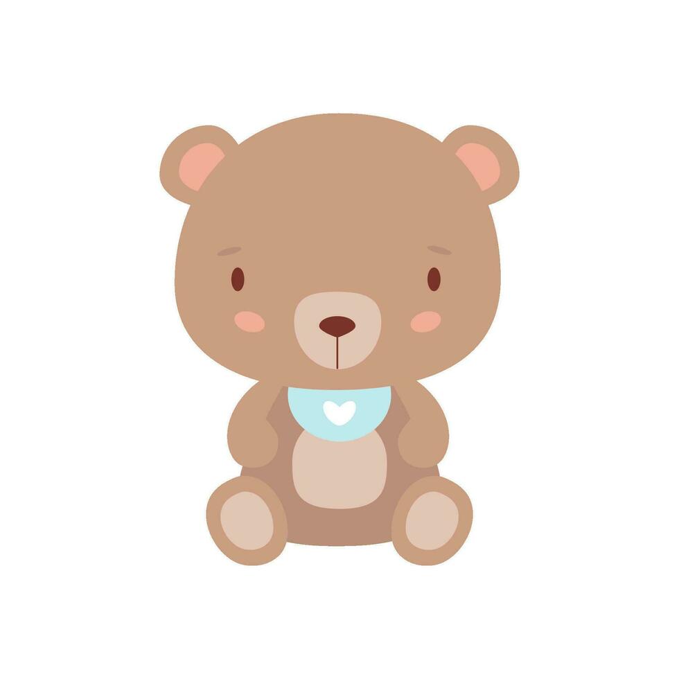 Children's illustration with a cute bear. baby shower greeting card vector