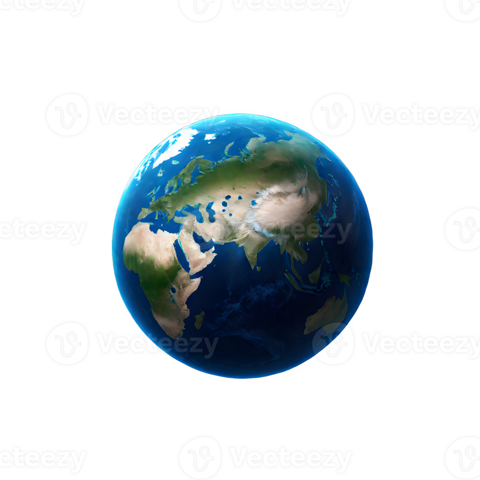 blue planet earth isolated on transparent background. ai generative png