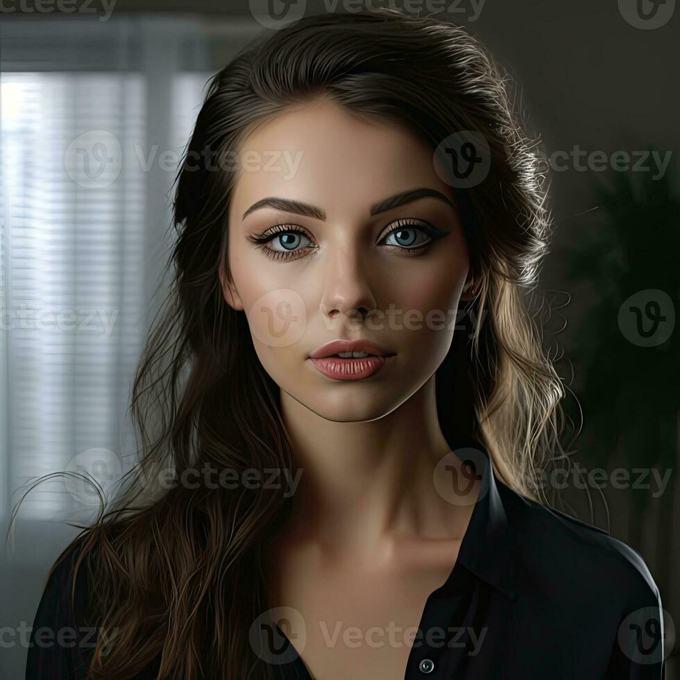 portrait of young female permanent make-up artists, hyper realistic , generated by AI photo