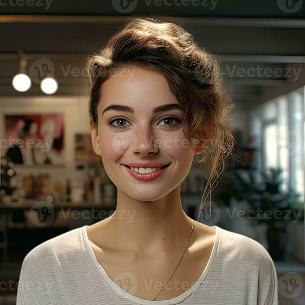 portrait of young female permanent make-up artists, hyper realistic , generated by AI photo