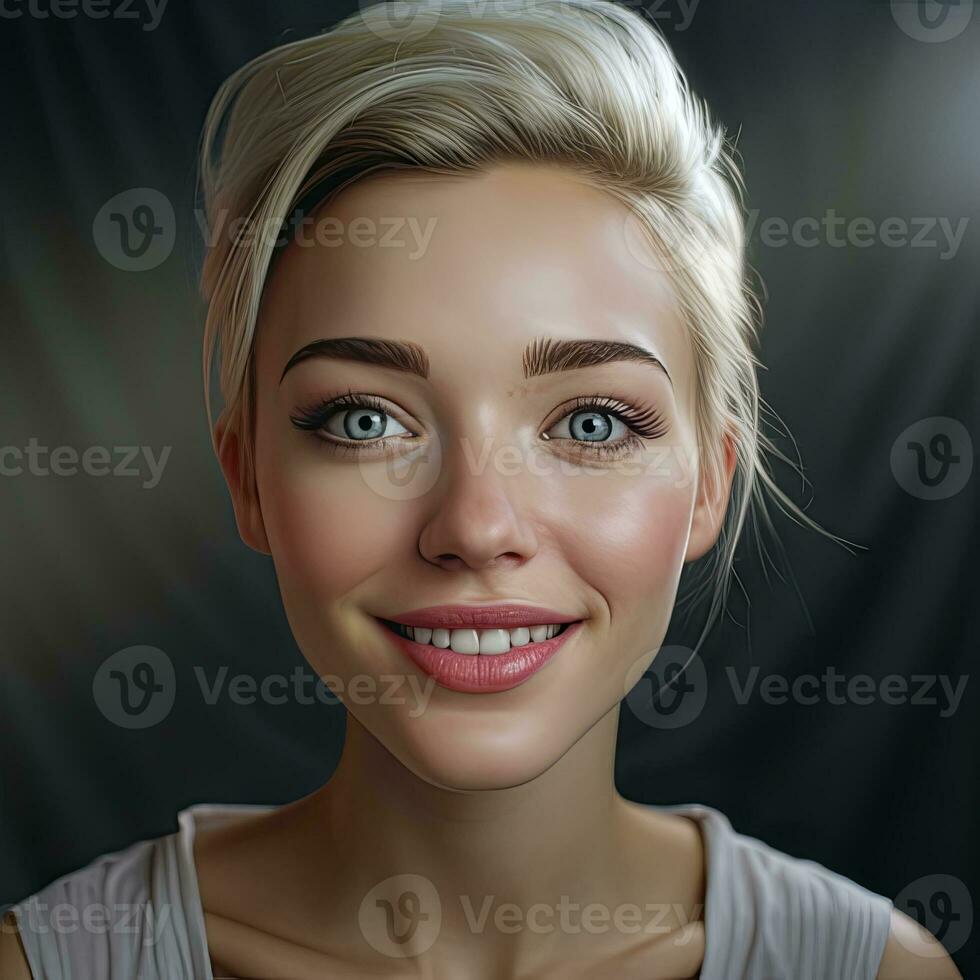 portrait of young female permanent make-up artists, hyper realistic , generated by AI photo