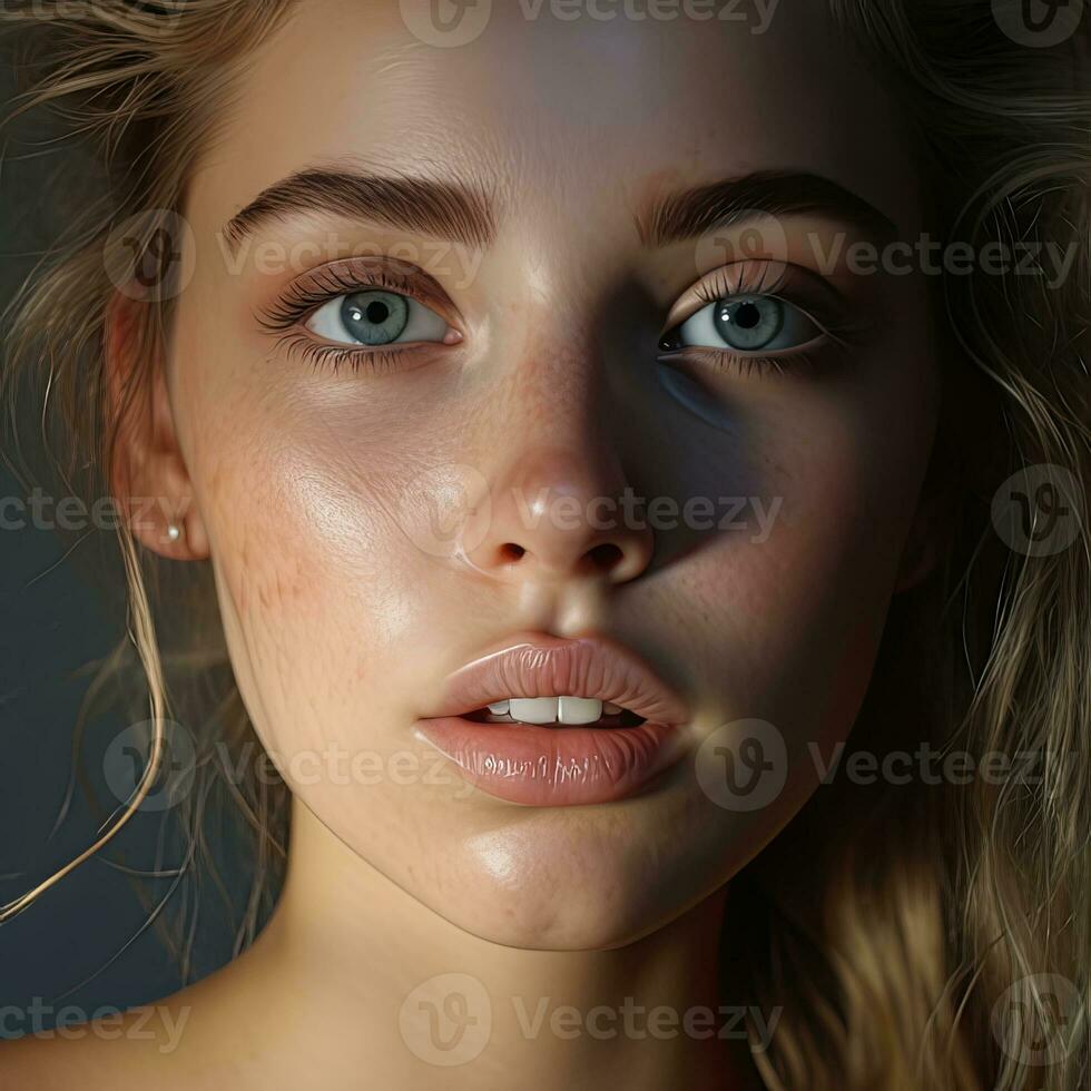 portrait of young female permanent make-up artists, hyper realistic , generated by AI photo