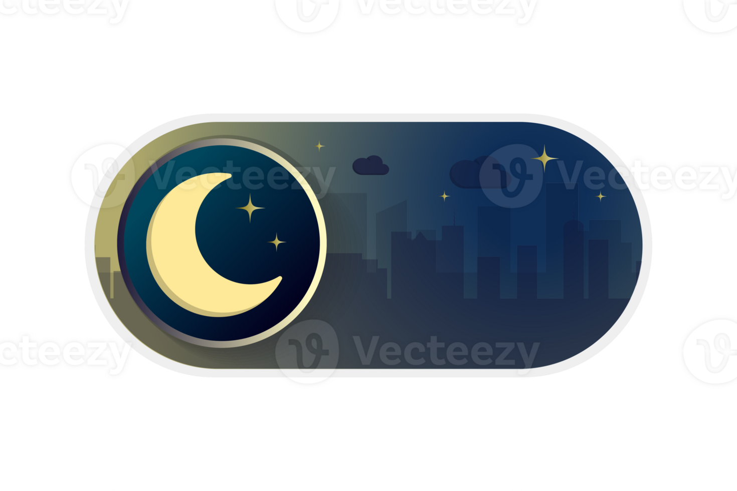 CItyscape nighttime OFF Toggle switch button icon on transparent background png