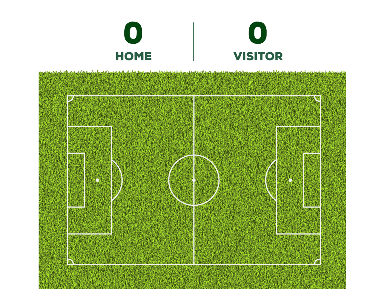 Soccer line, game score display and green grass field background png