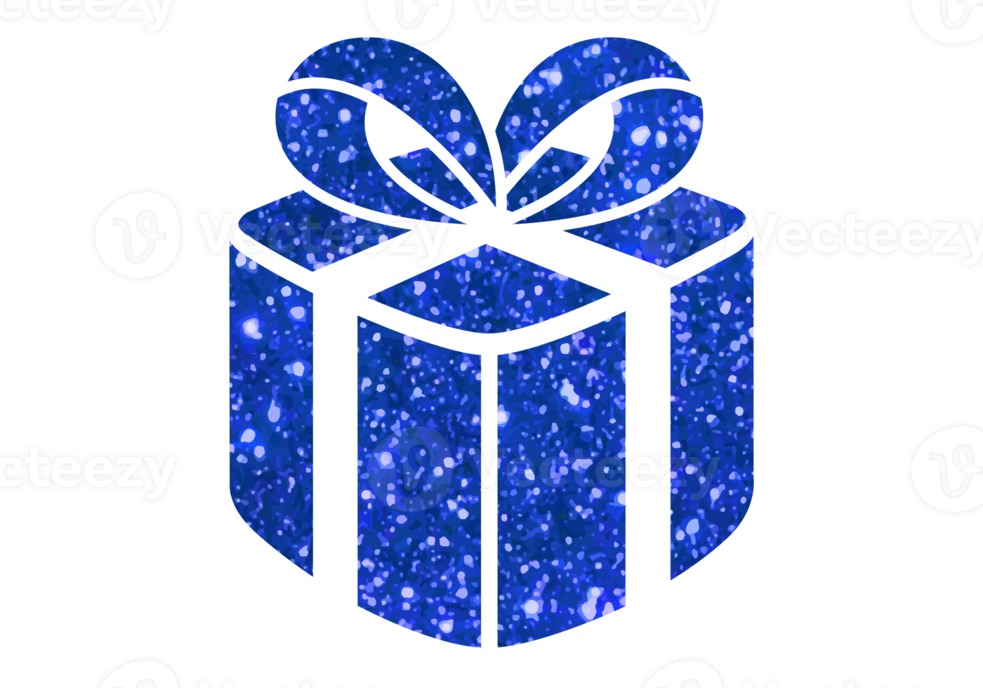 Glitter blue Christmas holiday gift box icon on transparent blackground png