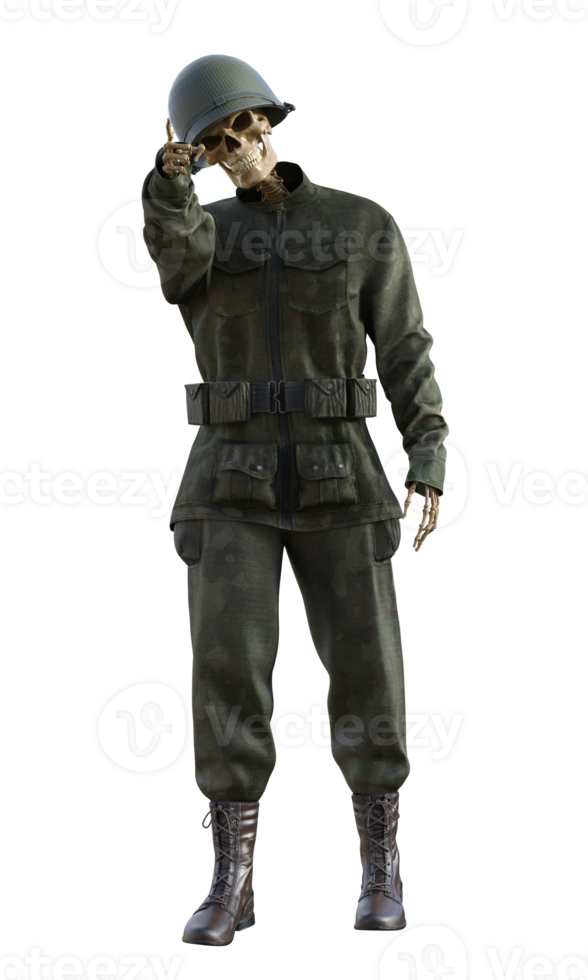 Ghost soldier on transparent background, 3d render png