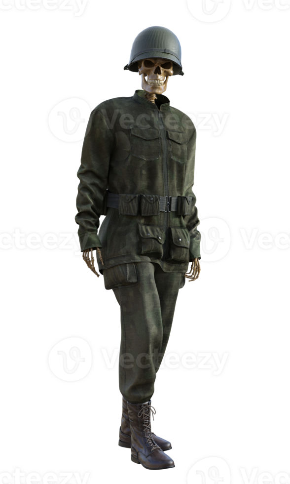 Ghost soldier on transparent background, 3d render png