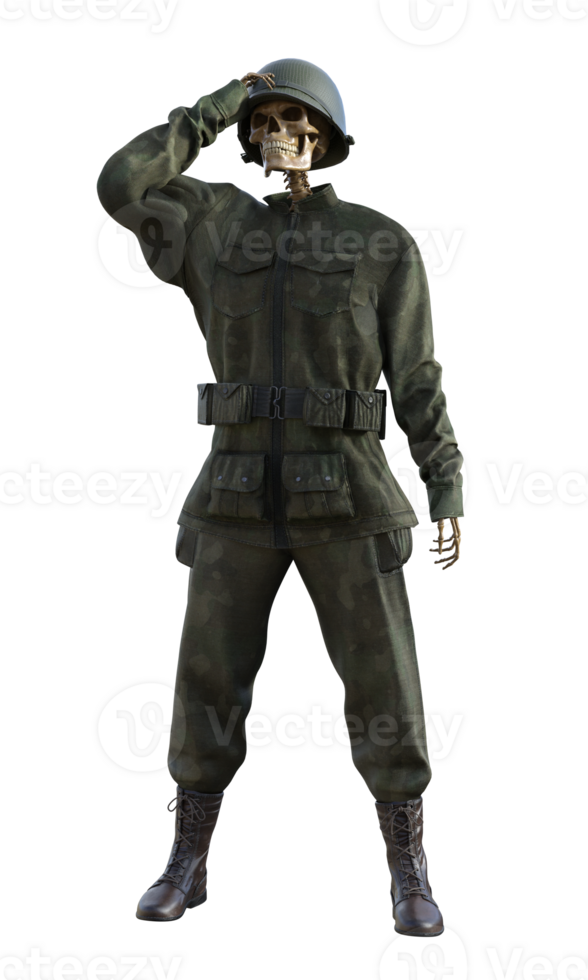 Ghost soldier on transparent background, 3d render png