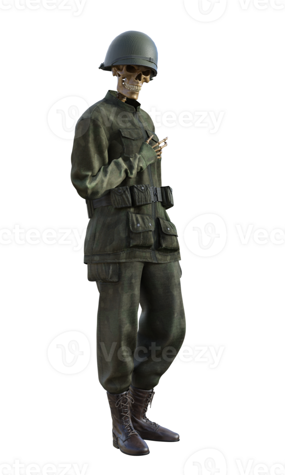 Ghost soldier on transparent background, 3d render png
