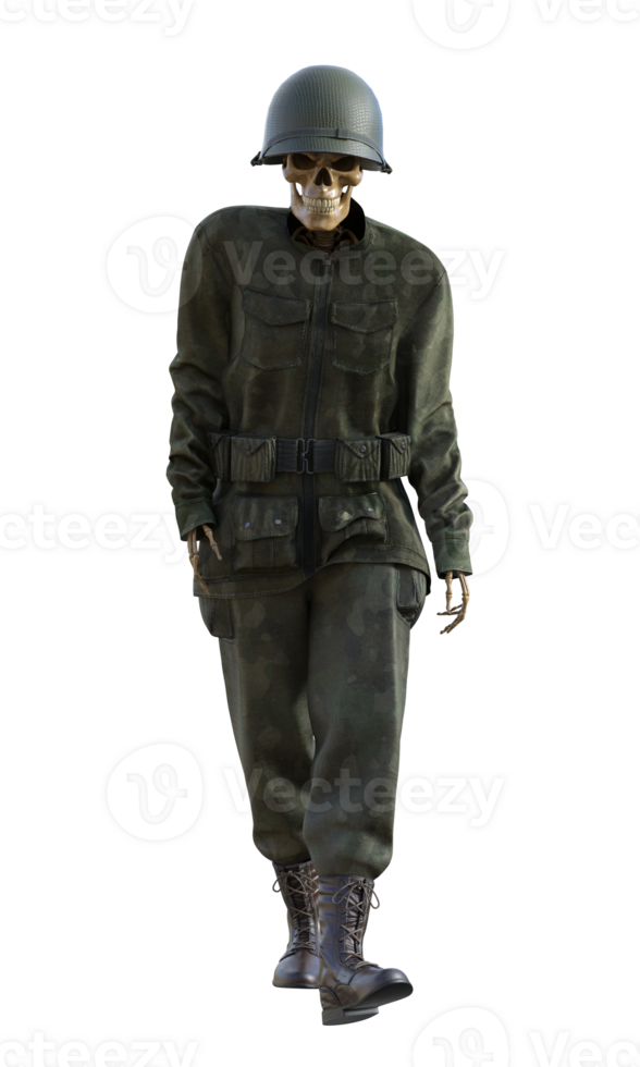 Ghost soldier on transparent background, 3d render png