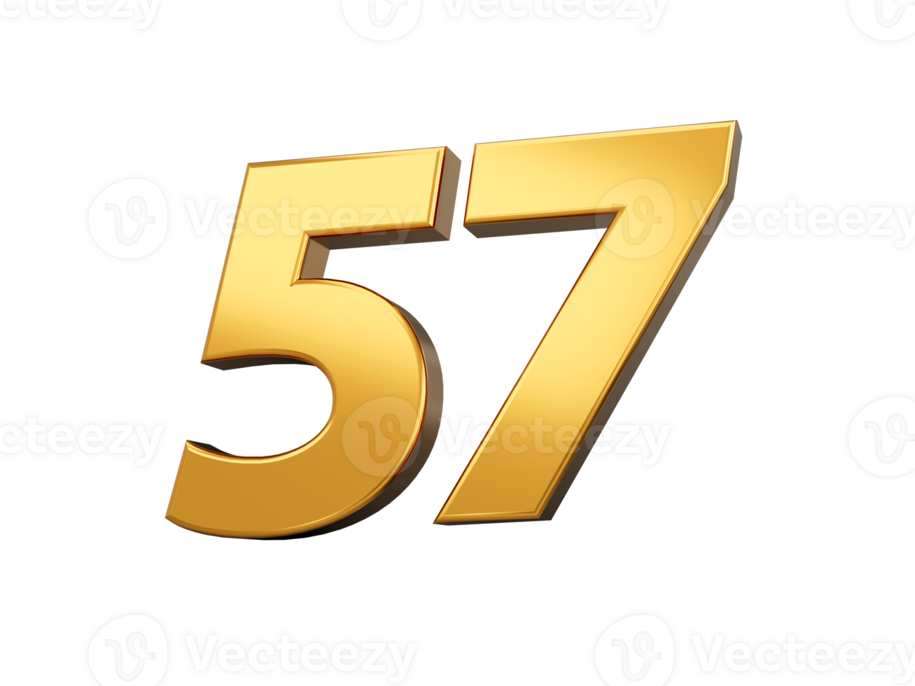 Gold number 57 Fifty seven . shiny 3d number made of gold 3d illustration png