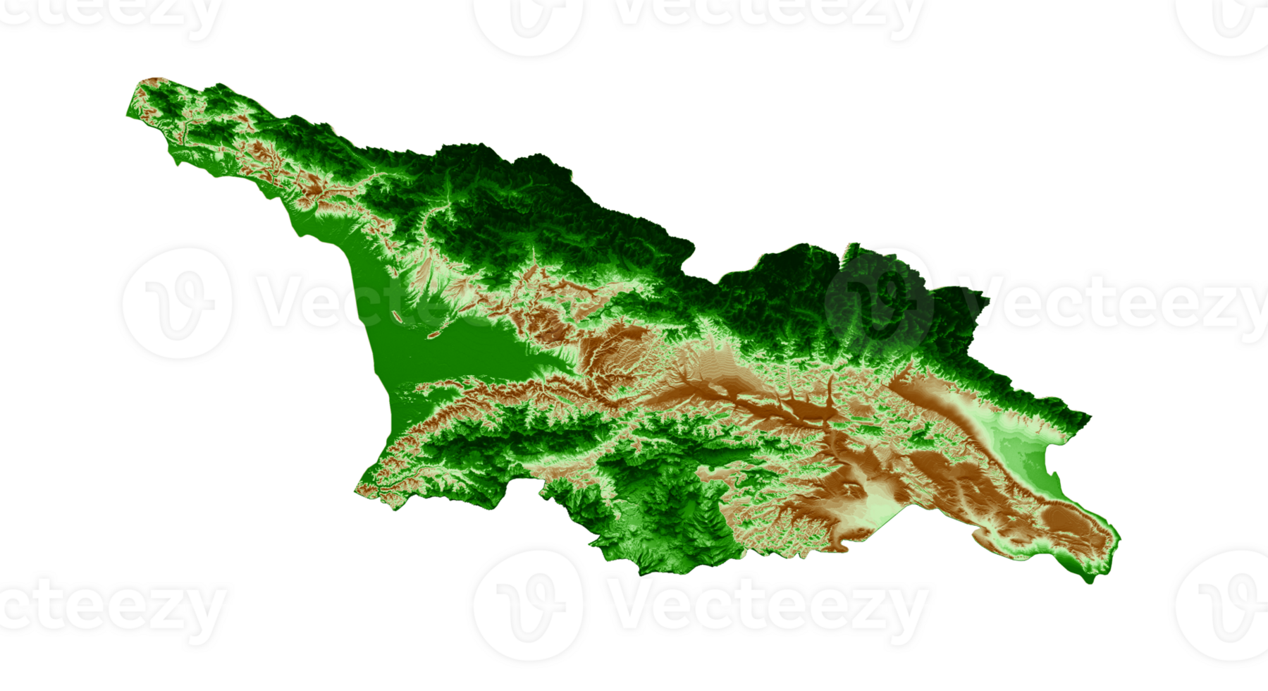 Georgia Topographic Map 3d realistic map Color 3d illustration png