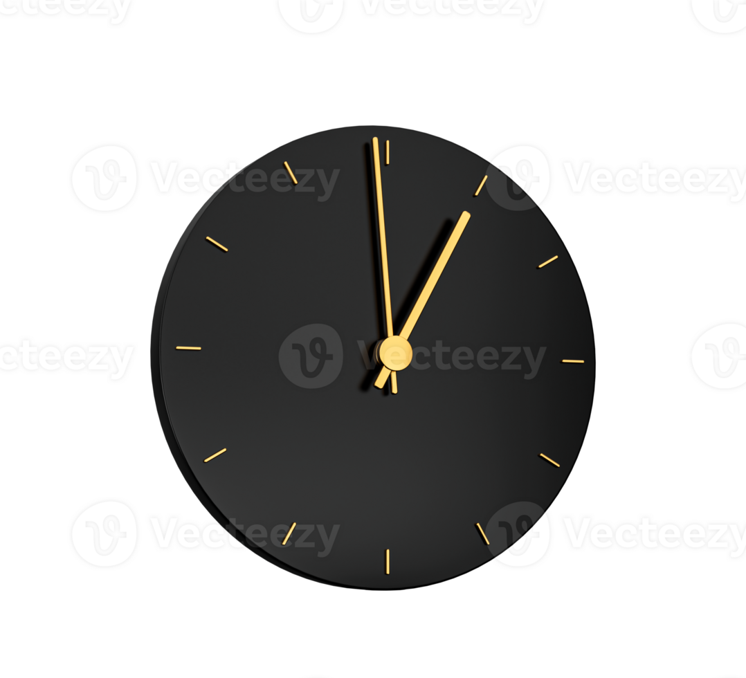 Premium Gold Clock icon isolated 1 o clock. one o'clock Time icon 3d illustration png