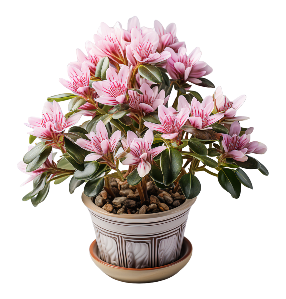 decorative flower plant in pot, isolated on transparent background, generative ai png