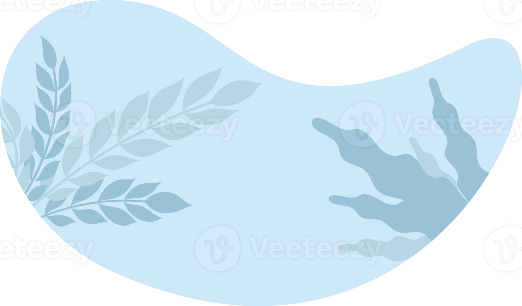 Blue Blob Floral Minimalist Style PNG Transparent Background