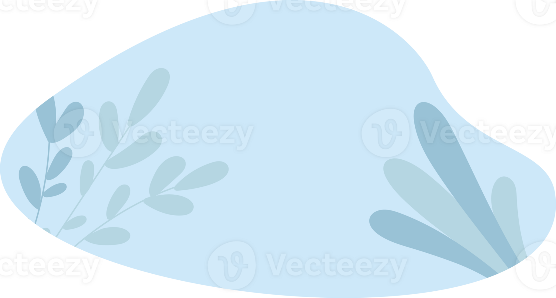 Blue Blob Floral Minimalist Style PNG Transparent Background