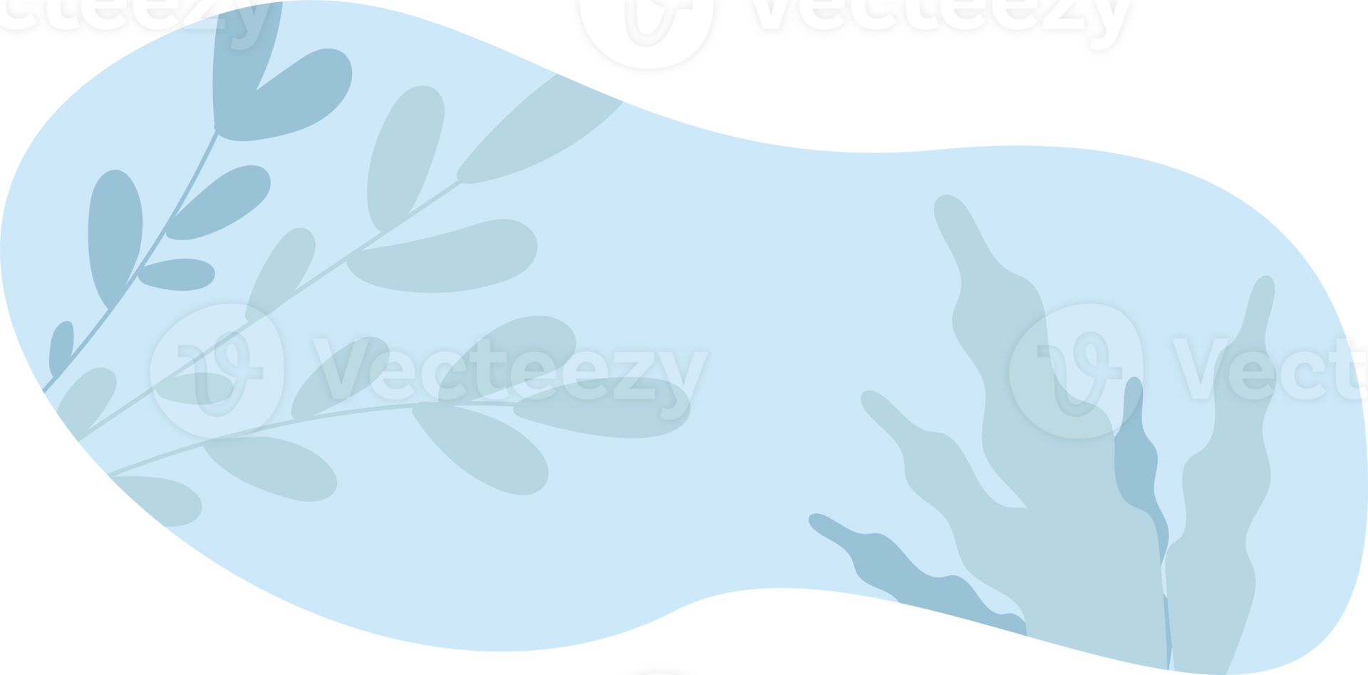 Blue Blob Floral Minimalist Style PNG Transparent Background