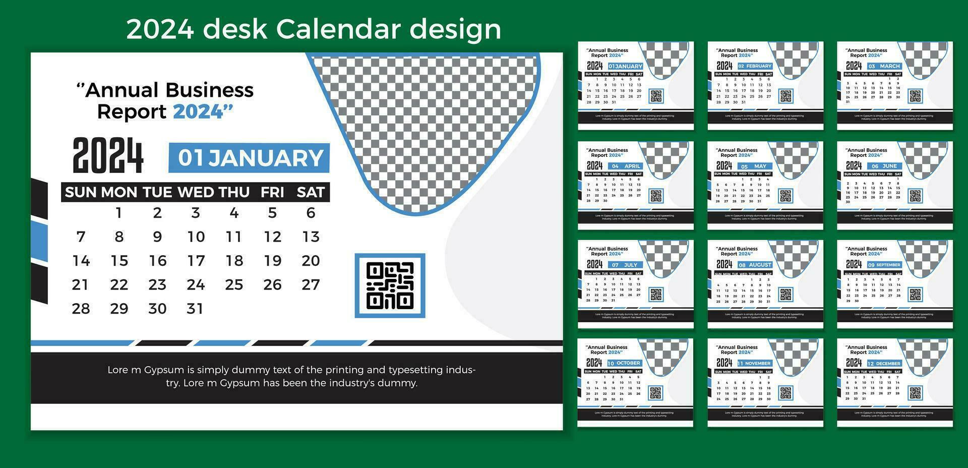 Creative Minimal Desk Calendar 2024 vector