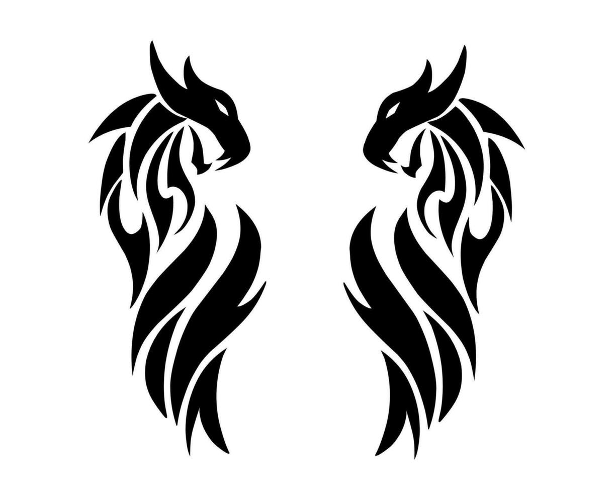 vector ilustración gráfico tribal Arte diseño gemelo dragones para tatuaje símbolos