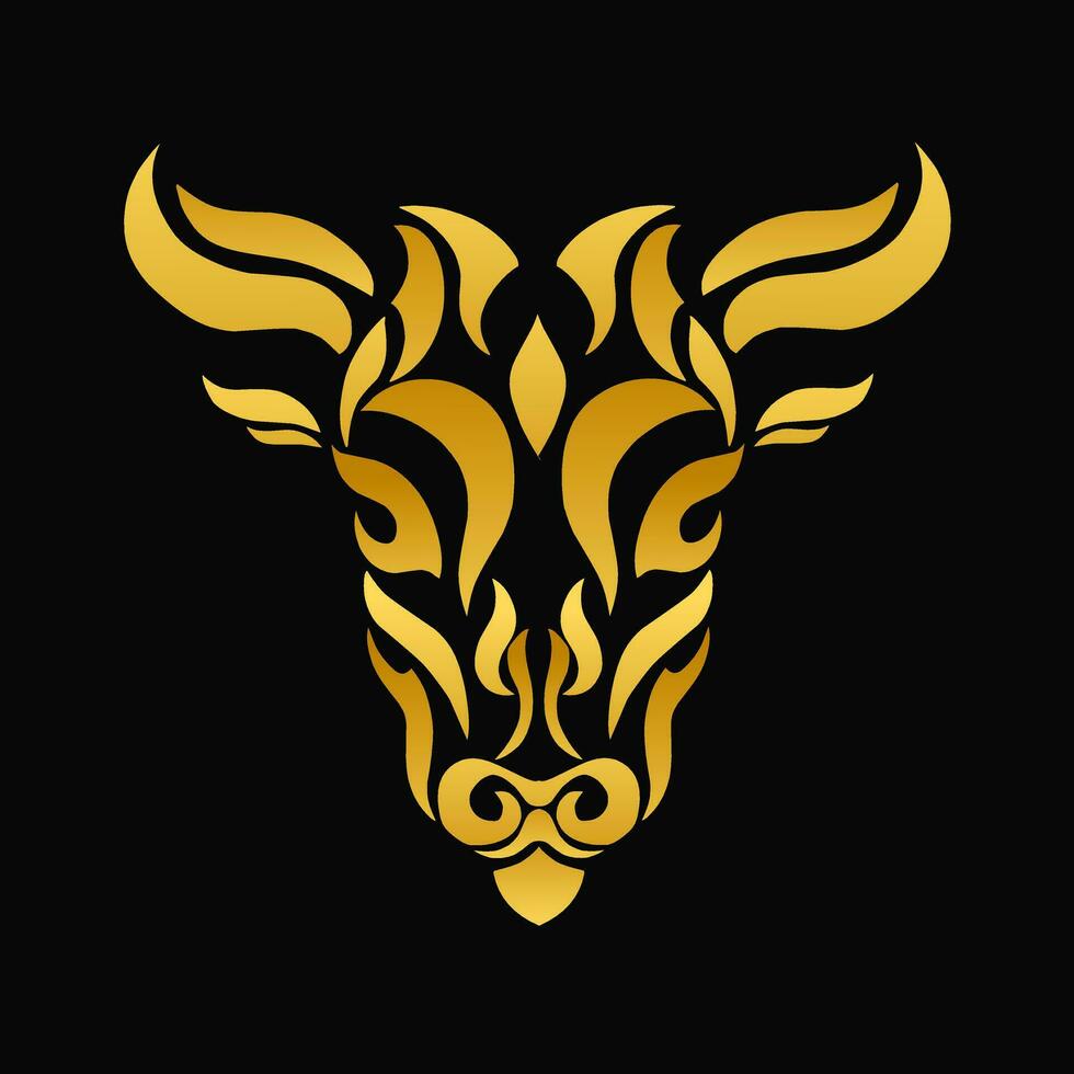 vector illustration graphic tribal art design golden bull head