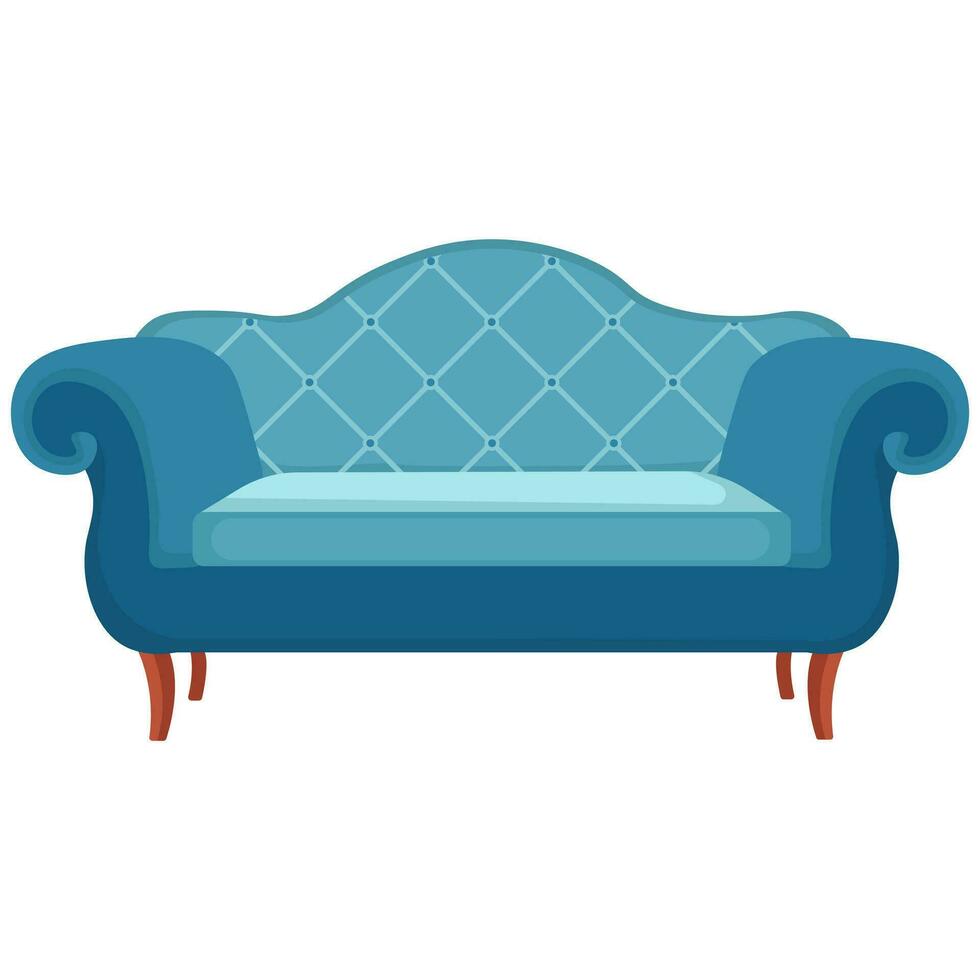 Comfortable sofa on white background. Cartoon style. Vector illustration.