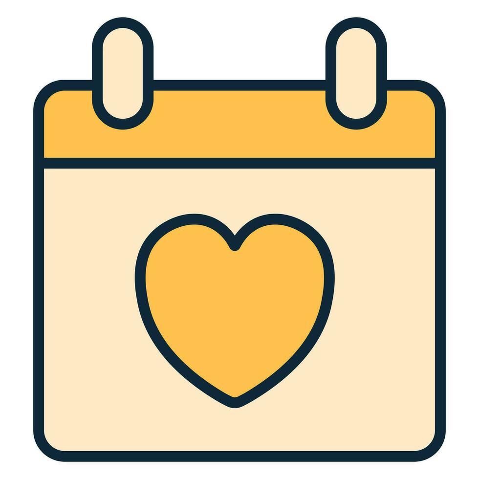 Calendar with a heart. Vector icon